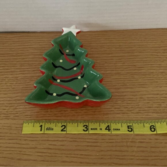 Ceramic Christmas Tree and Gingerbread Man Dishes Candy Serving Trinket Holiday - Picture 6 of 8